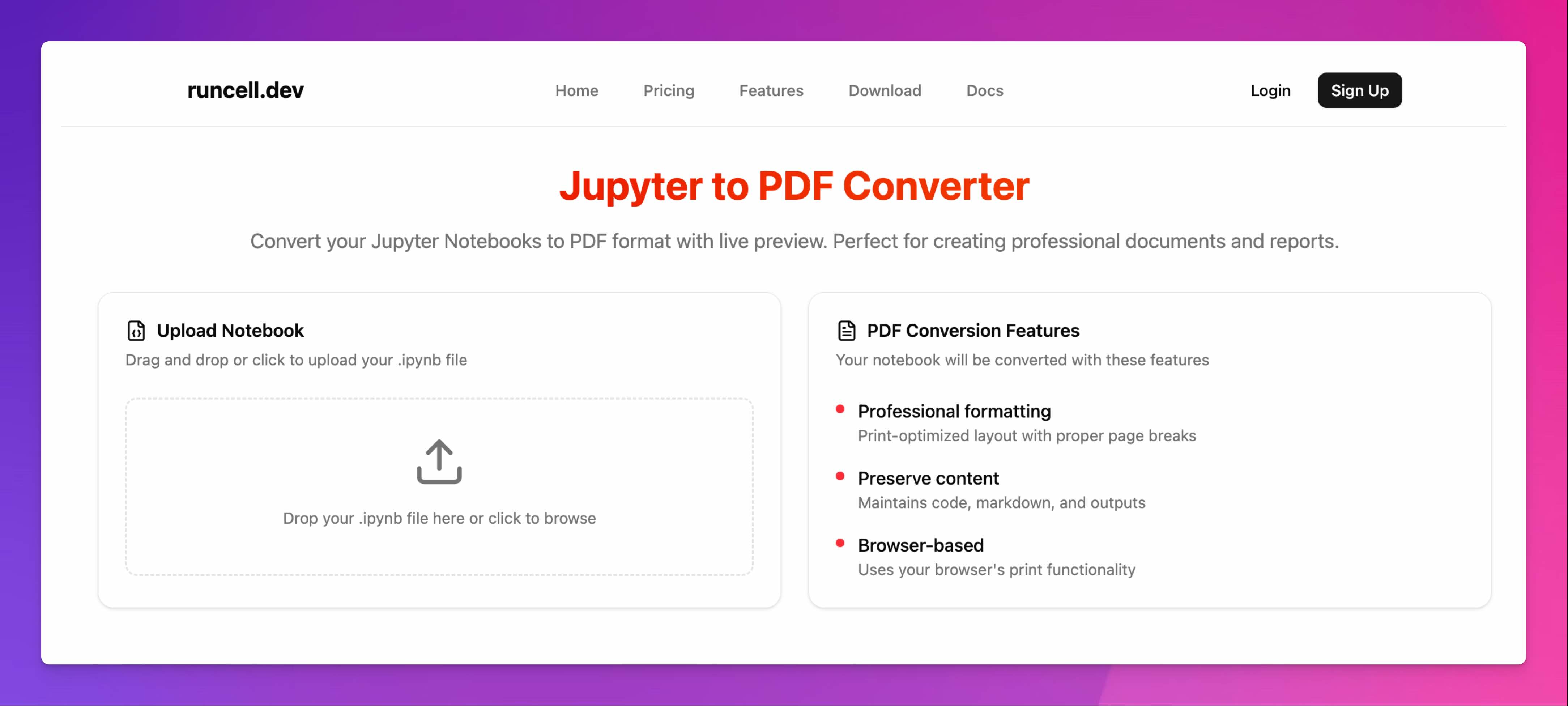 Runcell Online ipynb to pdf converter